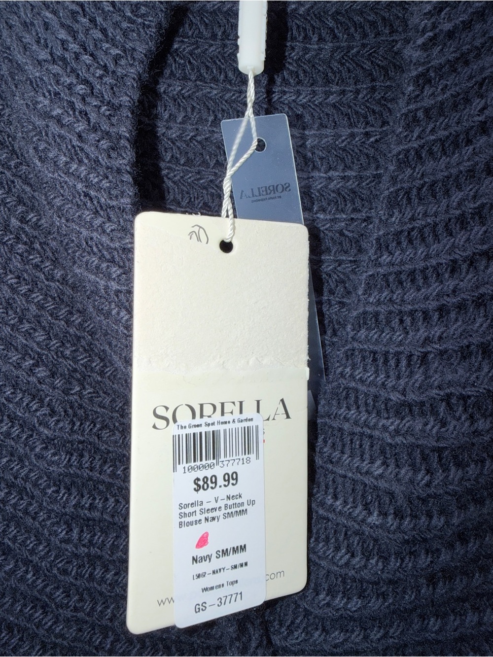 Sorella Navy Short-Sleeve Ribbed Button Knit Quiet Luxury Midi Length Cardigan 🌎 - Picture 2 of 5